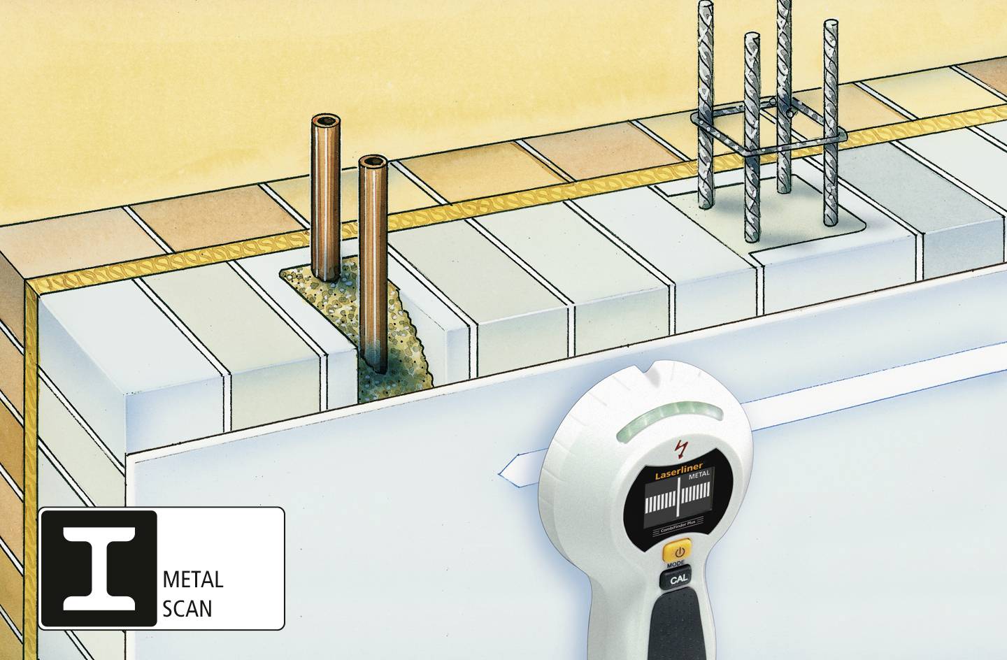 Laserliner Ortungsgerät CombiFinder Plus 080.955A Ortungstiefe (max.) 75 mm Geeignet für eisenhaltiges Metall, nicht eisenhaltiges Metall, spannun