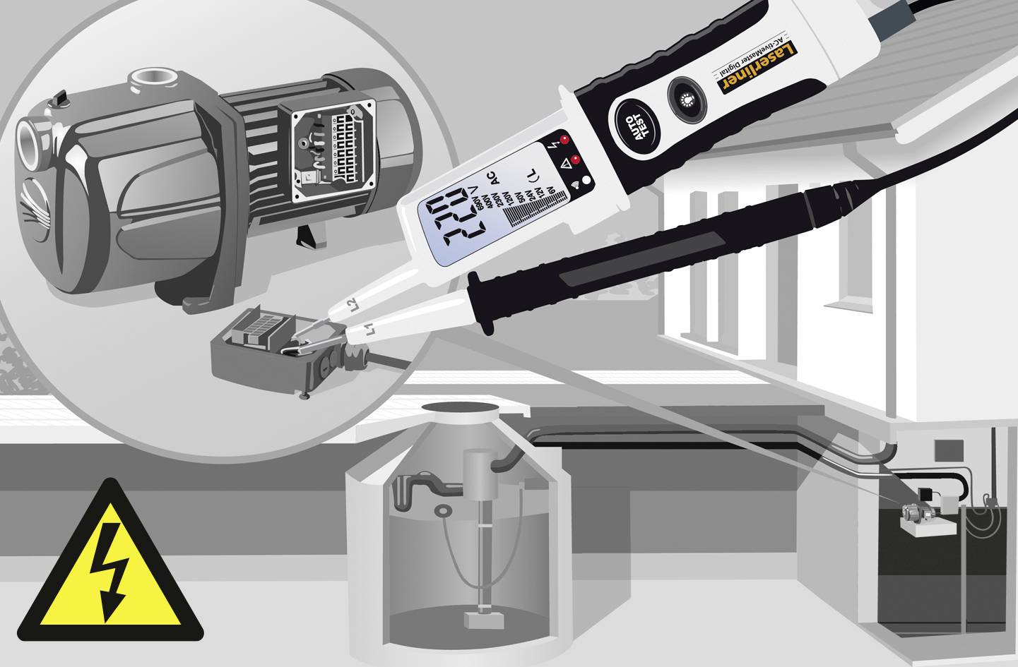Laserliner AC-tiveMaster Digital Zweipoliger Spannungsprüfer CAT III 1000 V, CAT IV 600 V LCD, LED