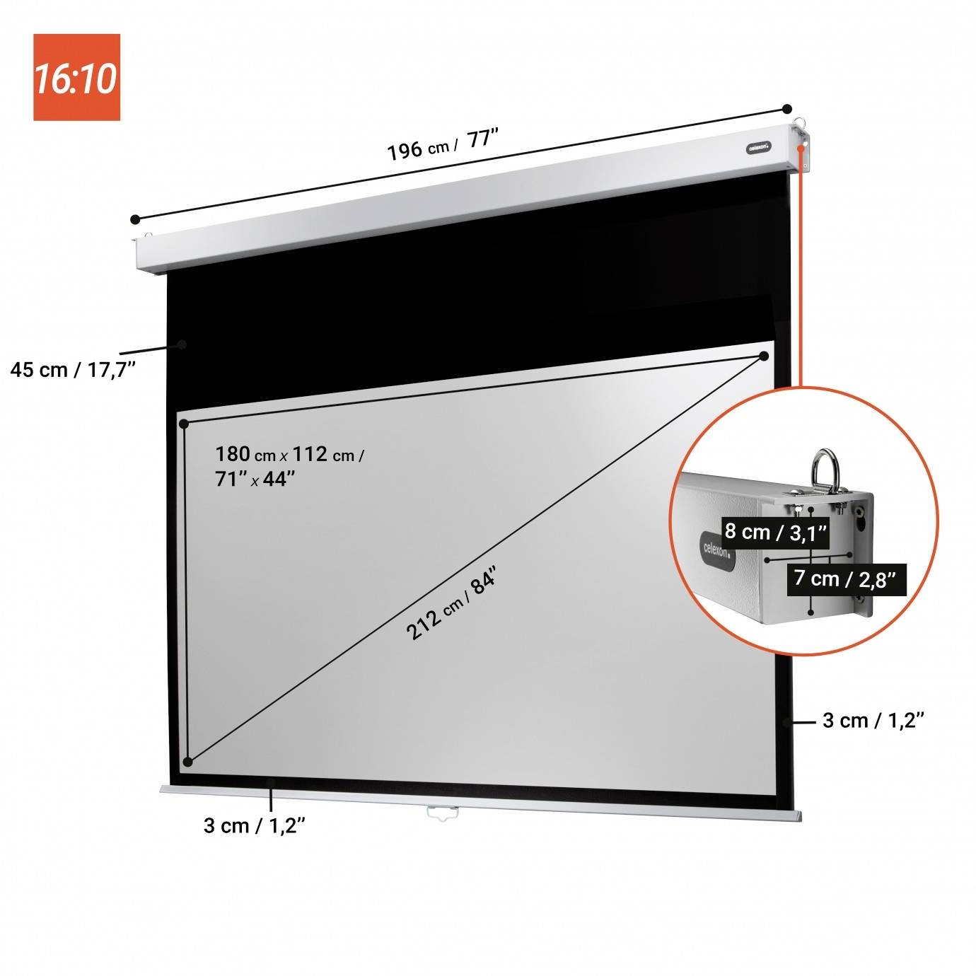 Celexon Rollo Professional Plus 1090811 Rolloleinwand 180 x 112cm Bildformat: 16:10