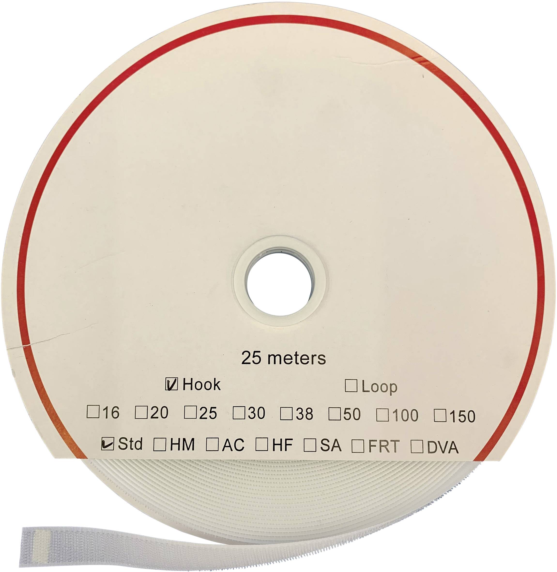 FASTECH® T0103000000225 Klettband zum Aufkleben Acrylat Haftteil (L x B) 25000 mm x 30 mm Weiß 25 m