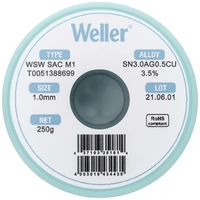 Weller WSW SAC M1 Lötzinn, bleifrei Spule Sn3,0Ag0,5Cu 250g 1mm Weller WSW SAC M1 Lötzinn, bleifrei Spule Sn3,0Ag0,5Cu 250g 1mm