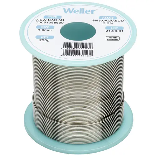 Weller WSW SAC M1 Lötzinn, bleifrei Spule Sn3,0Ag0,5Cu 250g 1mm Weller WSW SAC M1 Lötzinn, bleifrei Spule Sn3,0Ag0,5Cu 250g 1mm