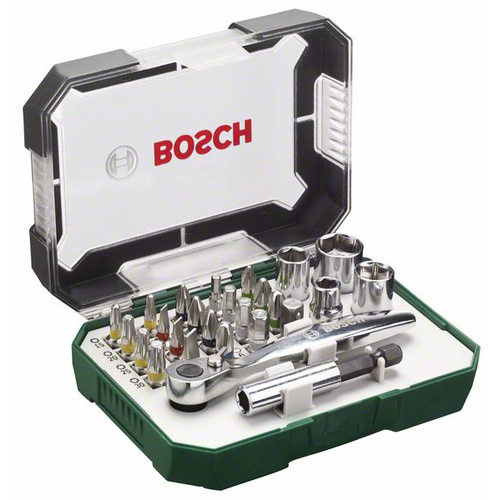 Bosch Accessories Promoline 2607017322 Jeu d'embouts 26 pièces vis à fente, cruciforme Phillips, vis Pozidriv, 6 pans intérieurs