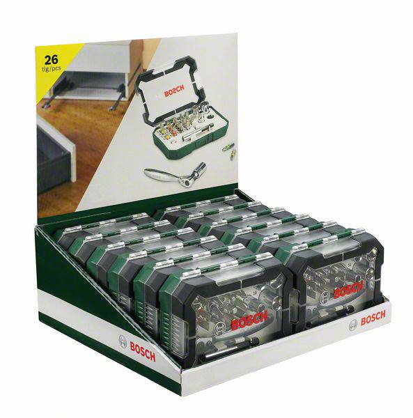 Bosch Accessories Promoline 2607017322 Bit-Set 26teilig Schlitz, Kreuzschlitz Phillips, Kreuzschlitz Pozidriv, Innen-Sechskant, Innen-Sechsrund