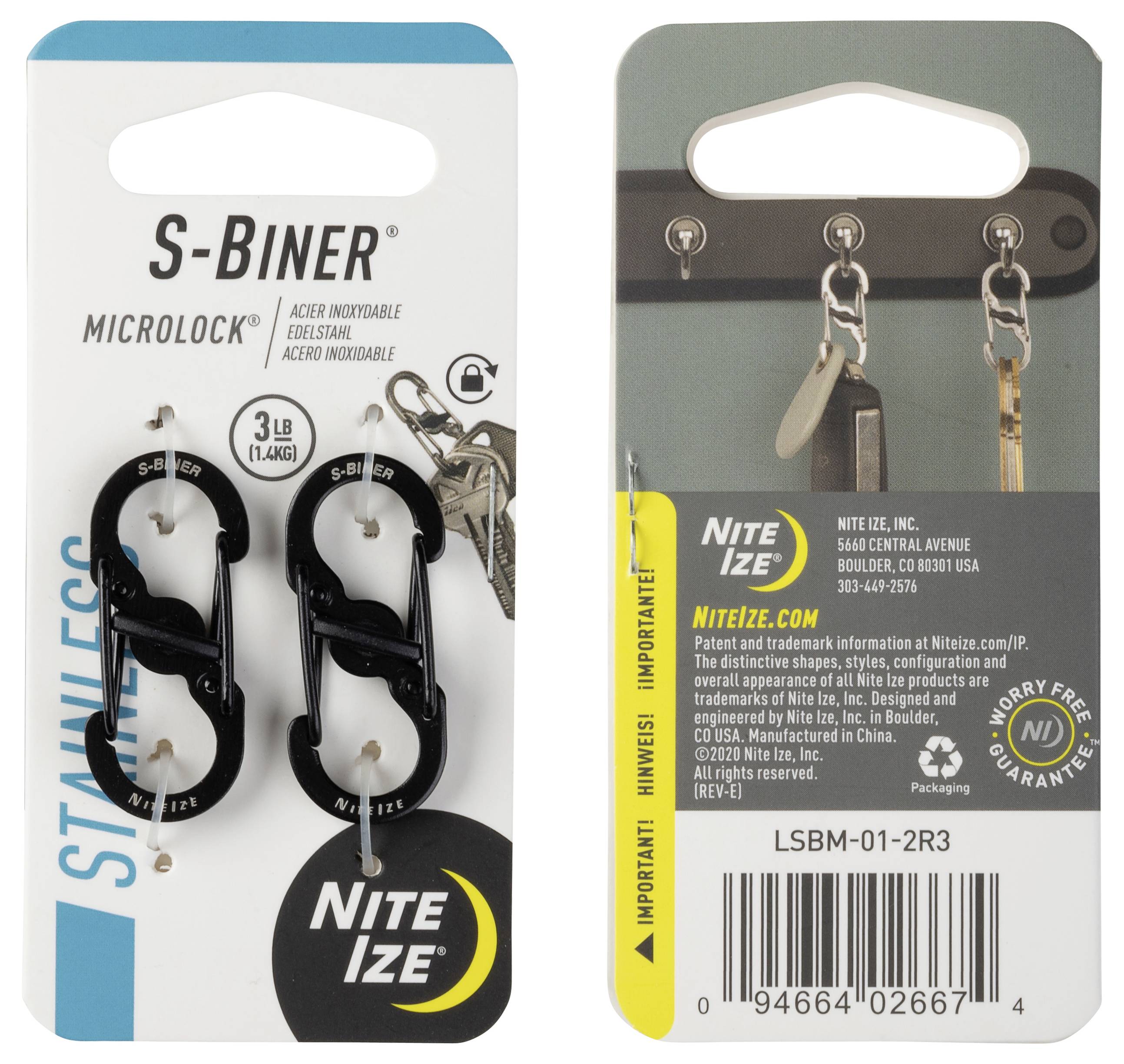 NITE Ize NI-LSBM-01-2R3 Karabiner MicroLock S-Biner 2 35 mm x 15 mm x 7 mm 2 St.