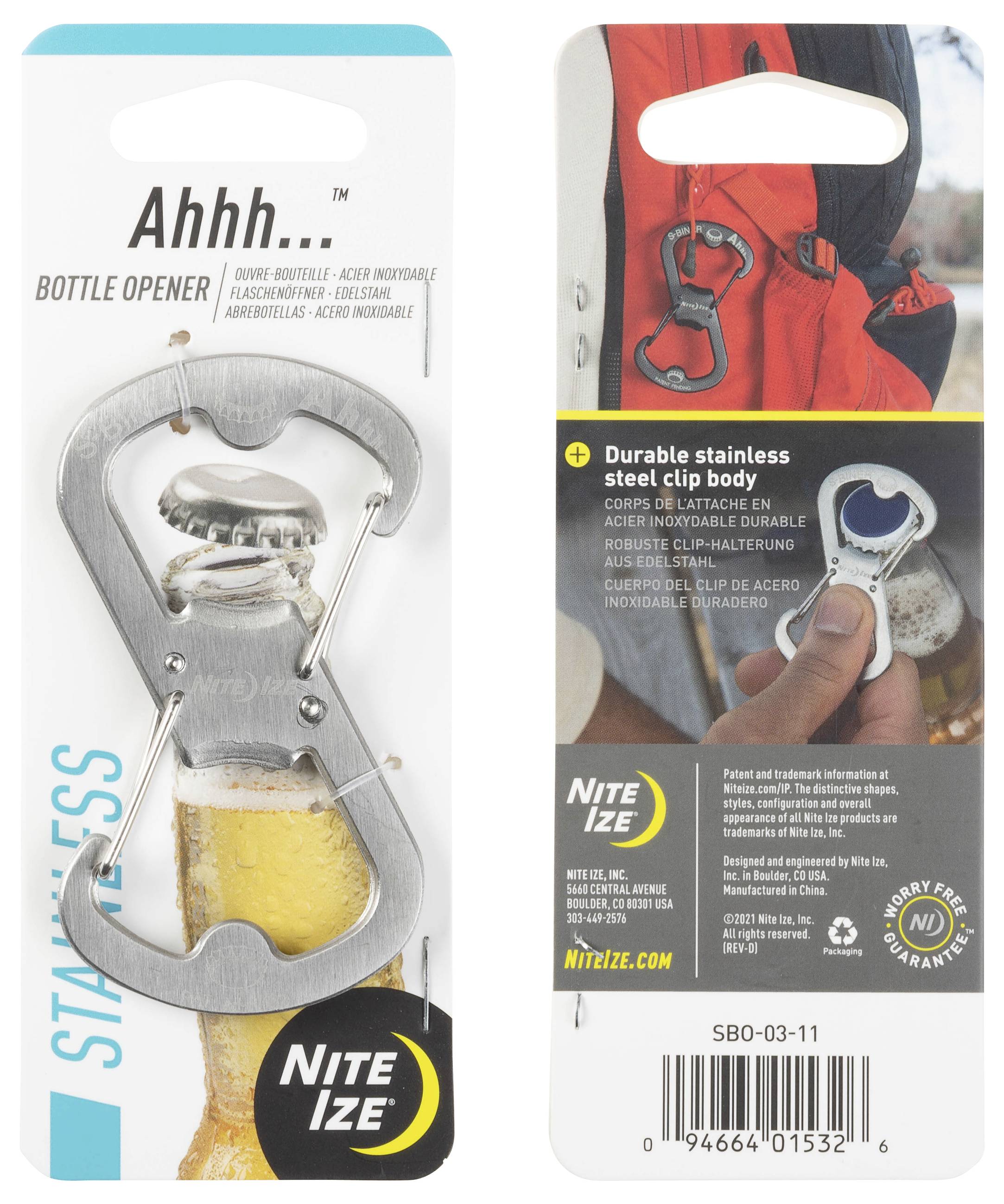 NITE Ize Schlüssel-Karabiner NI-SBO-03-11 S-Biner Ahhh Edelstahl 1St.
