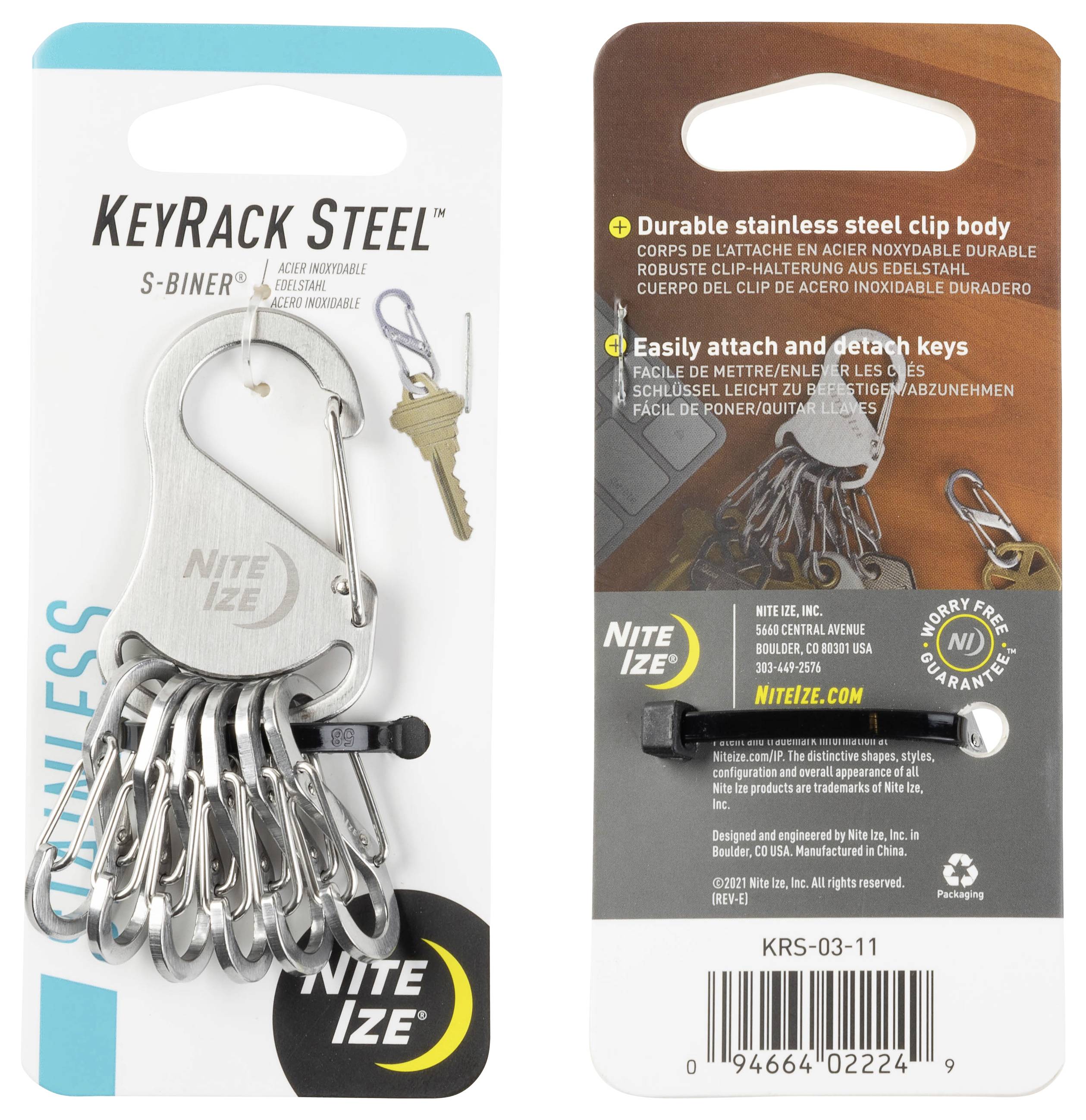 NITE Ize Schlüssel-Karabiner NI-KRS-03-11 KeyRack 6 S-Biner Silber 1St.