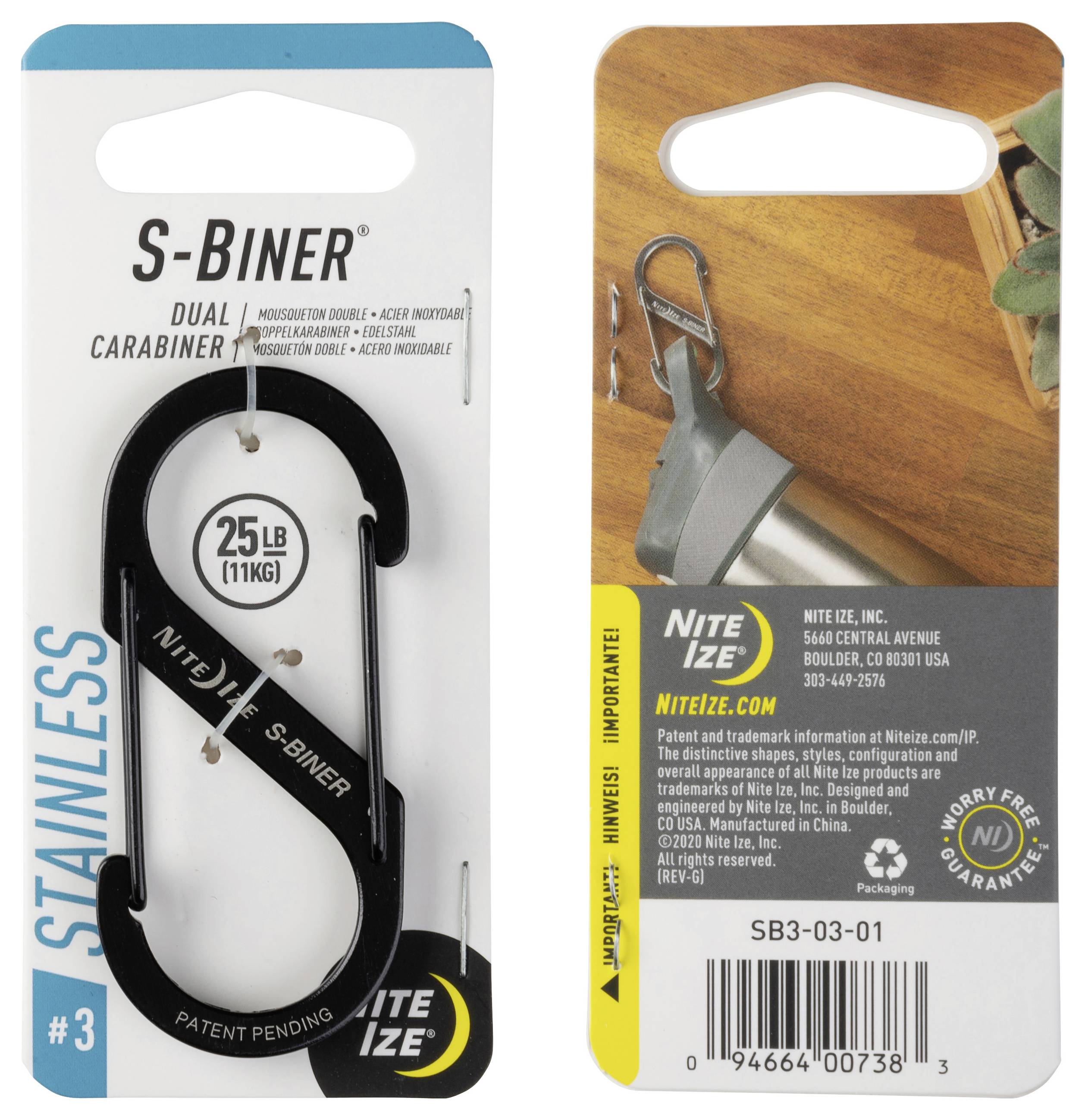 NITE Ize NI-SB2-03-01 Karabiner S-Biner Gr. 2 50mm x 22mm 1St.