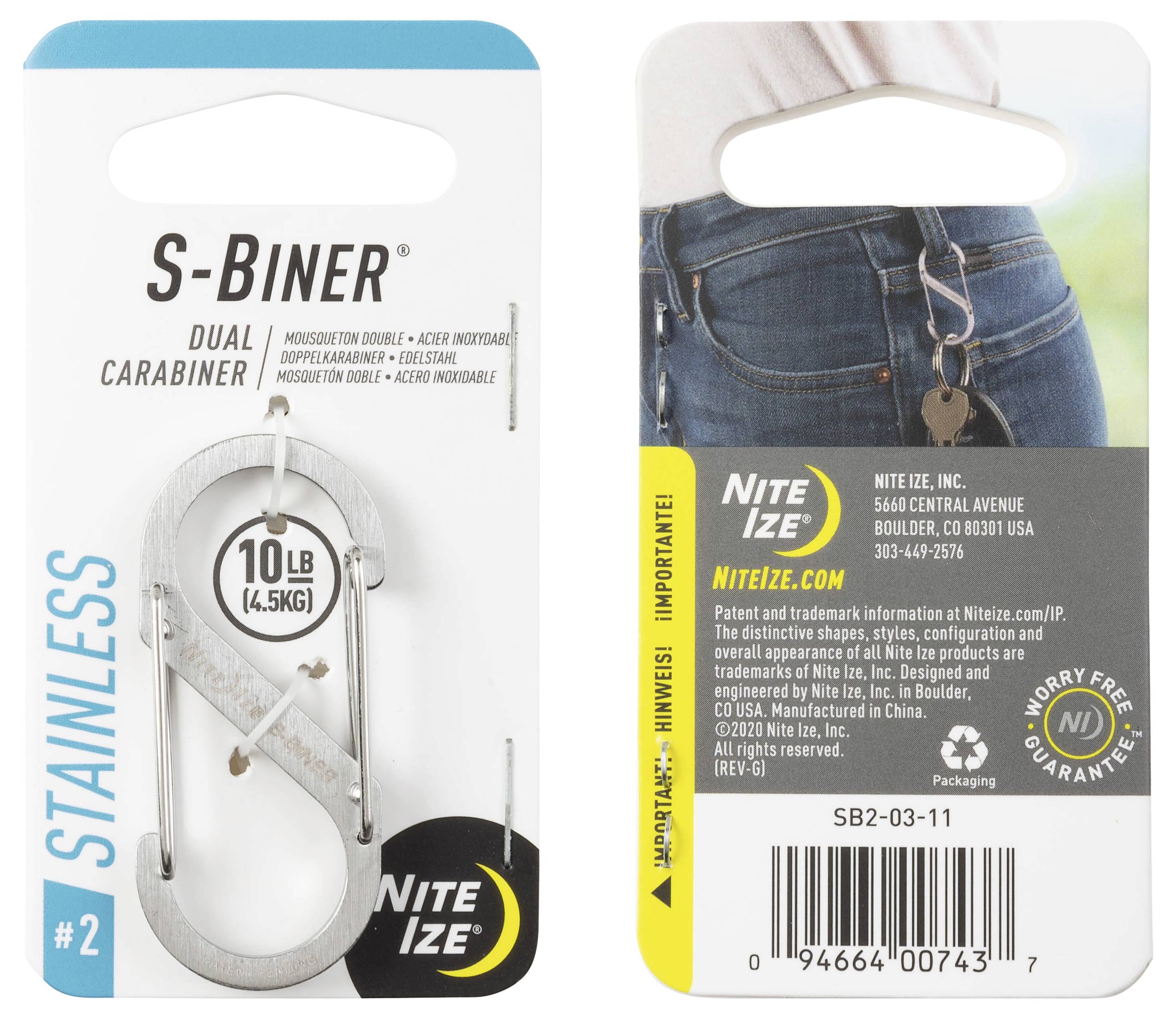 NITE Ize NI-SB2-03-11 Karabiner S-Biner Gr. 2 50mm x 22mm 1St.