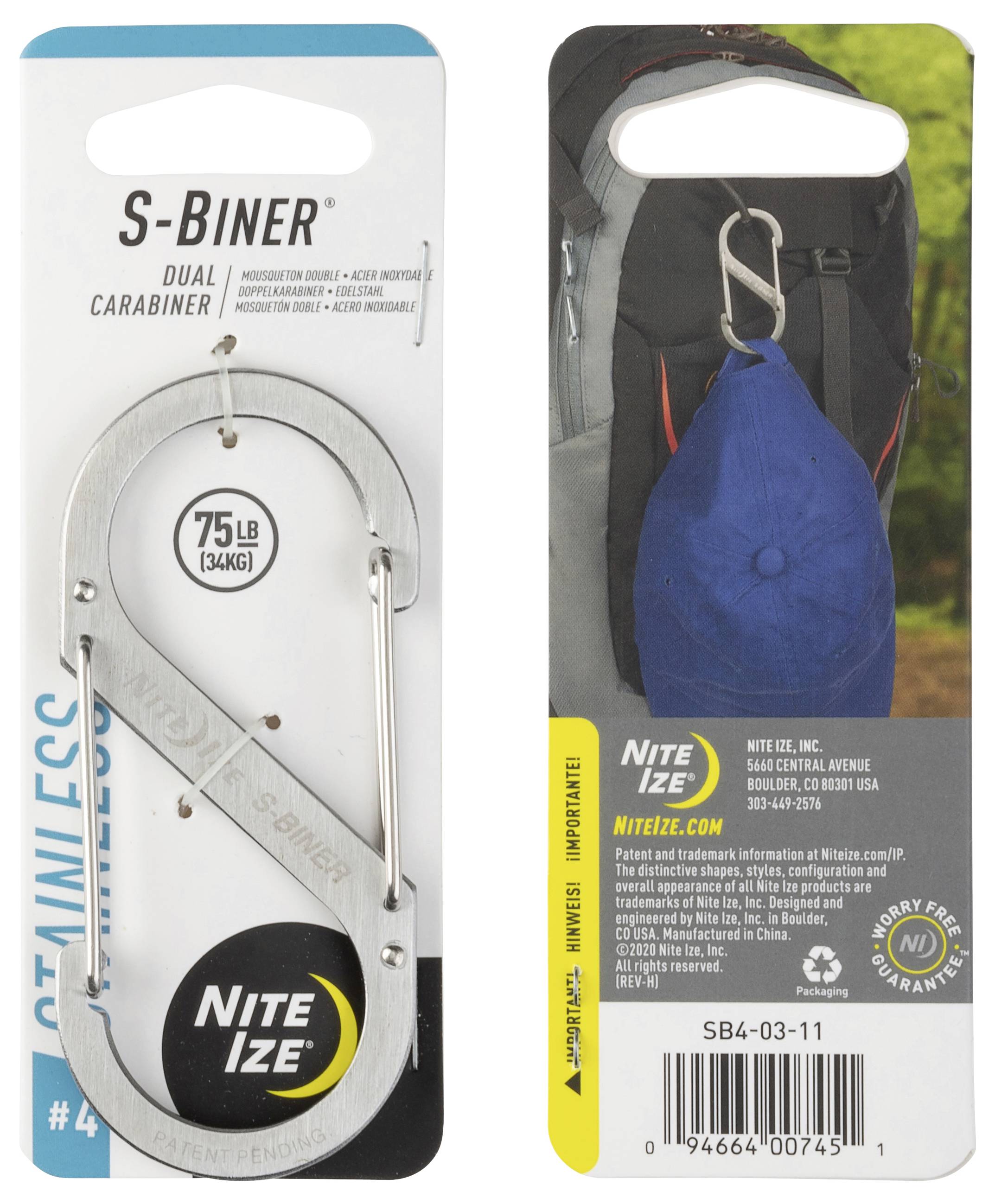 NITE Ize NI-SB4-03-11 Karabiner S-Biner Gr. 4 89 mm x 38 mm 1 St.