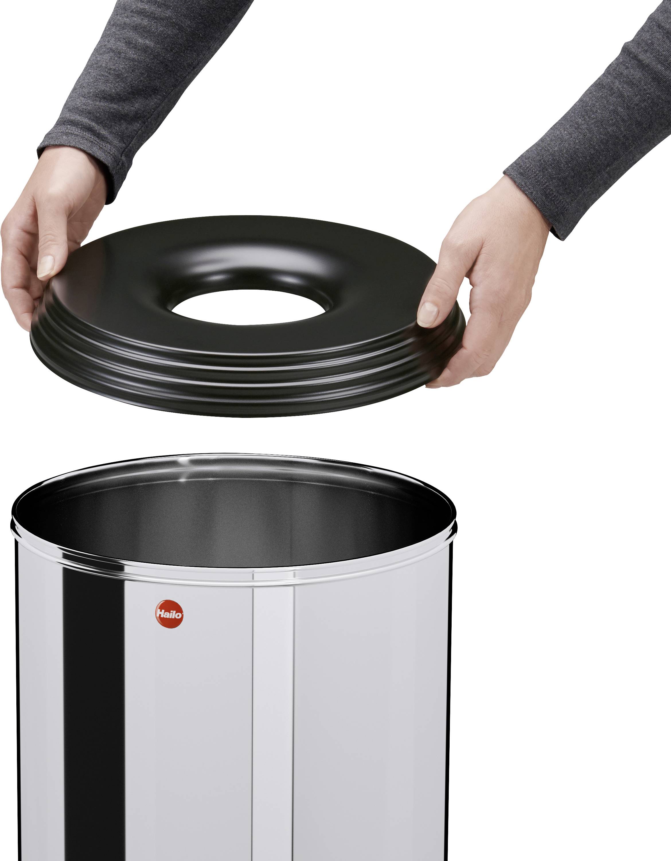 Hailo ProfiLine safe XL 0950-022 Papierkorb 50 l (Ø x H) 330 mm x 630 mm Edelstahl Edelstahl 1 St.