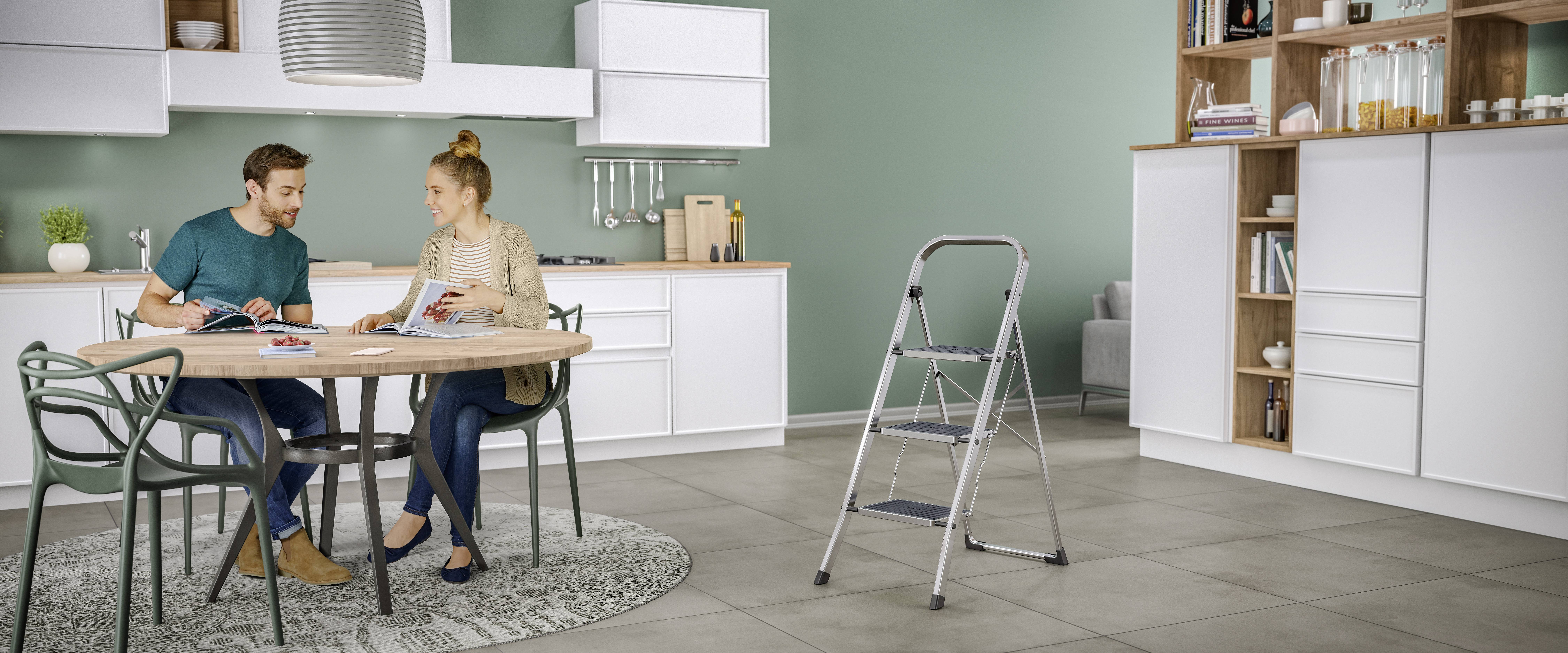 Hailo K70 4393-801 Aluminium Klapptritt klappbar Arbeitshöhe (max.): 270cm Silber, Schwarz 5.1kg