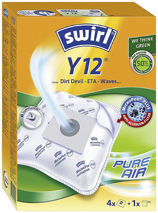 Swirl Y 12 MicroPor® PLUS AirSpace® Staubsaugerbeutel 4 St.