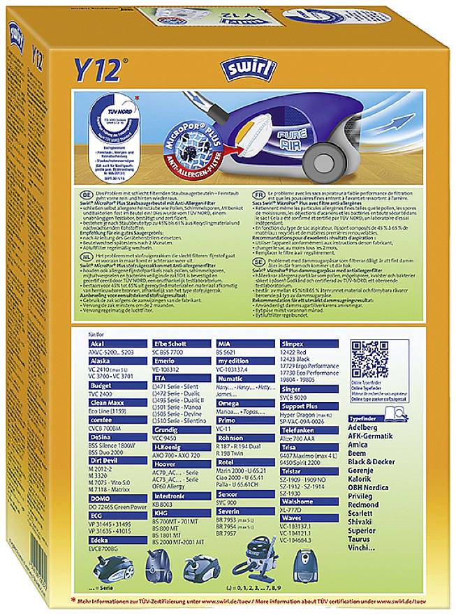 Swirl Y 12 MicroPor® PLUS AirSpace® Staubsaugerbeutel 4 St.