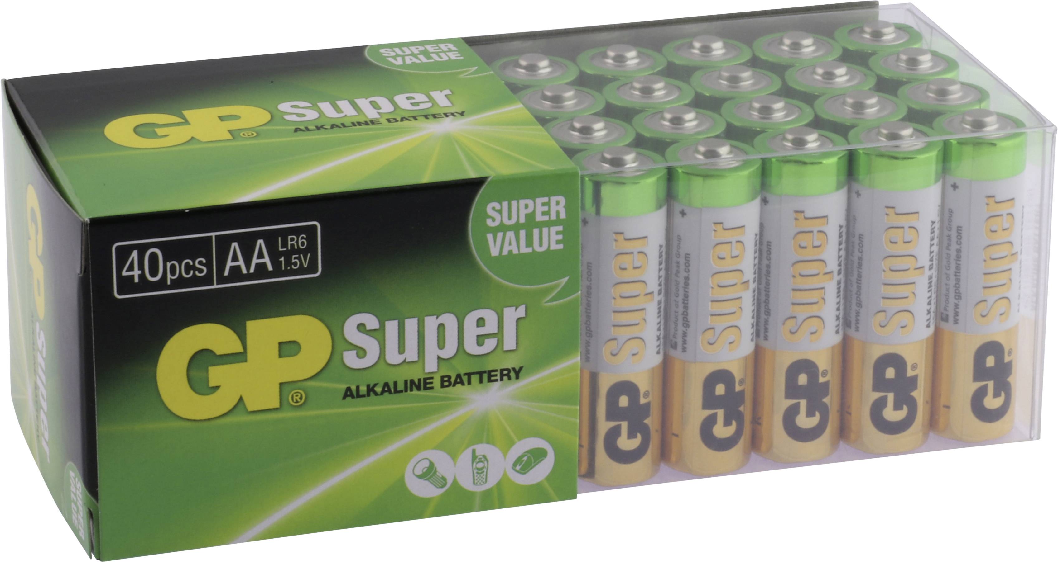 GP Batteries Super Mignon (AA)-Batterie Alkali-Mangan 1.5V 40St.