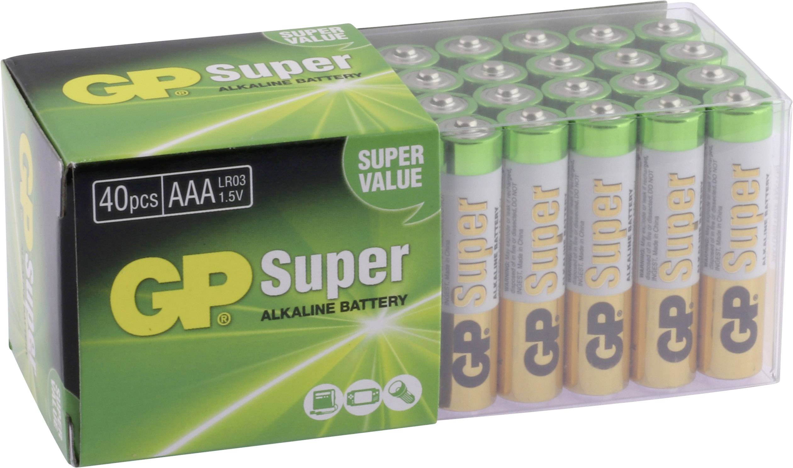 GP Super Micro (AAA)-Batterie Alkali-Mangan 1.5 V 40 St.