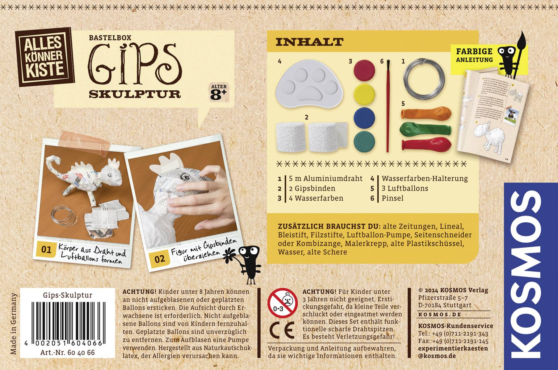 Kosmos 604066 Gips-Skulptur Basteln Bastelbox ab 8 Jahre