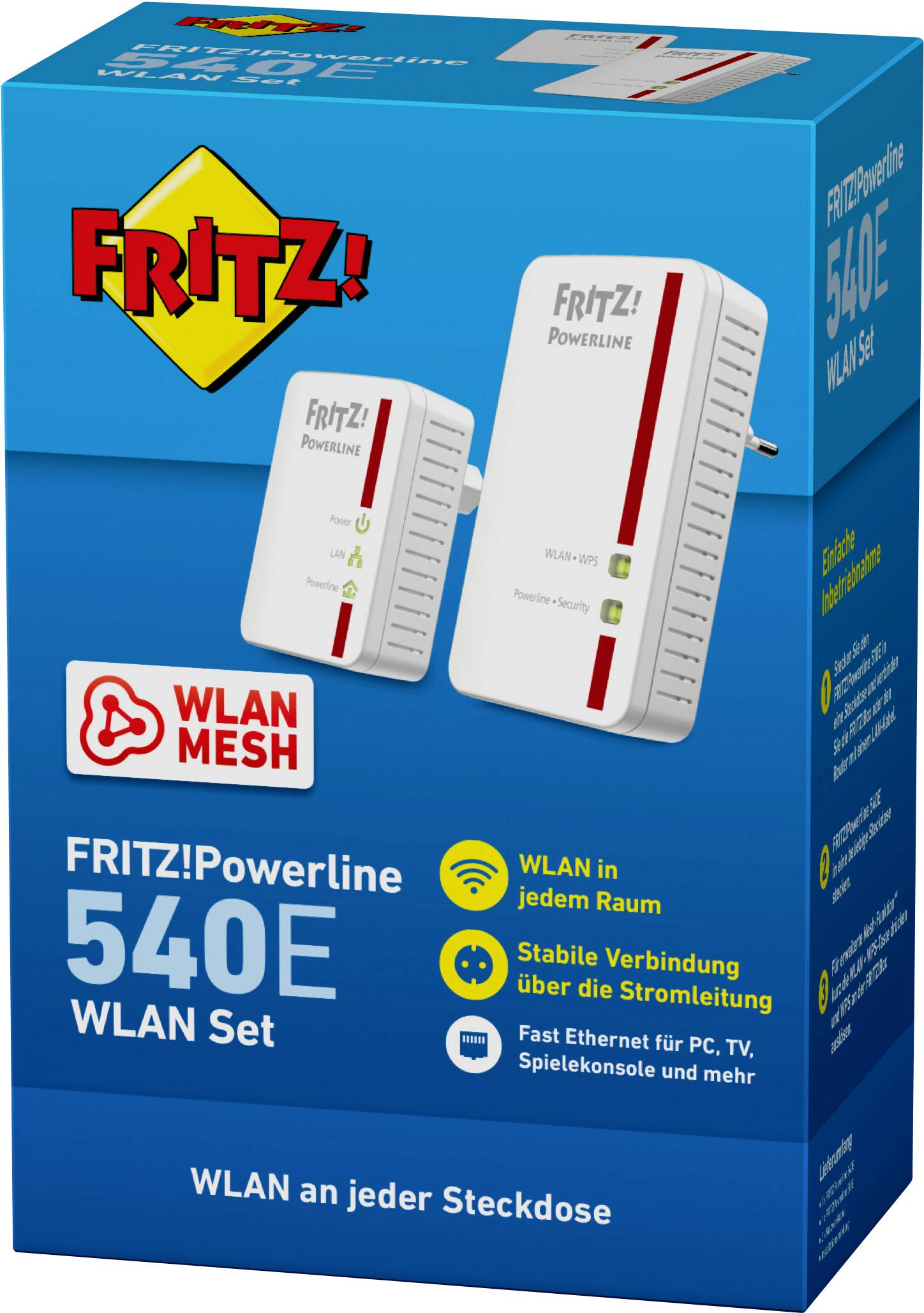 AVM FRITZ!Powerline 540E WLAN Set Powerline WLAN Starter Kit 20002610 500 MBit/s
