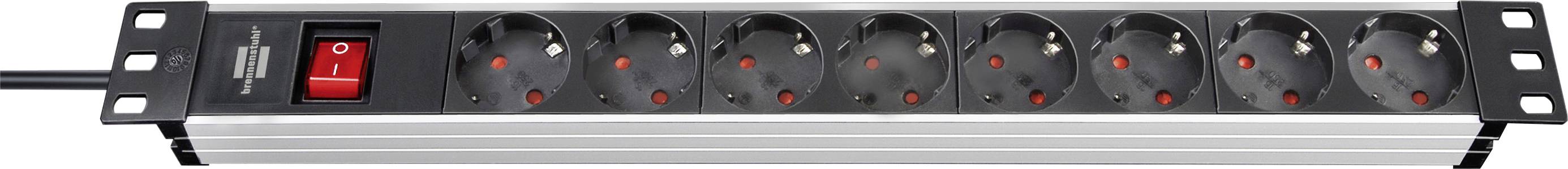 19-Zoll-Rack-Steckdosenleiste mit acht Steckdosen und rotem Ein-/Aus-Schalter