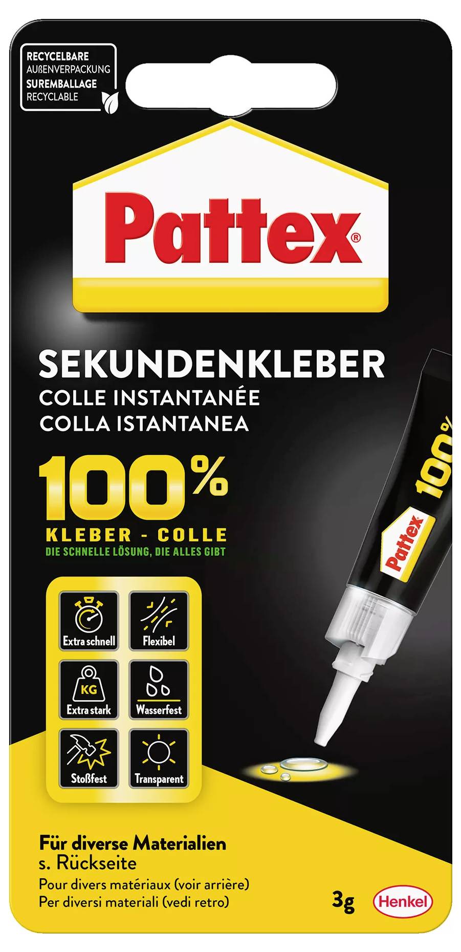 Pattex 100% Sekundenkleber P1SK3 3g