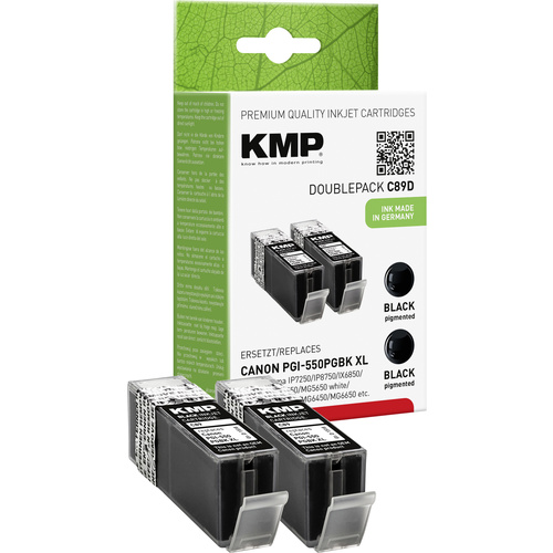 KMP Druckerpatrone ersetzt Canon PGI-550BK XL Kompatibel 2er-Pack Schwarz C89D 1518,0021
