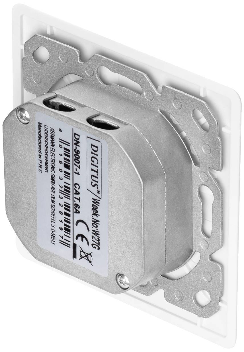 Digitus DN-9005/B5-N Netzwerkdose Unterputz Einsatz mit Zentralplatte und Rahmen CAT 6 2 Port Reinw