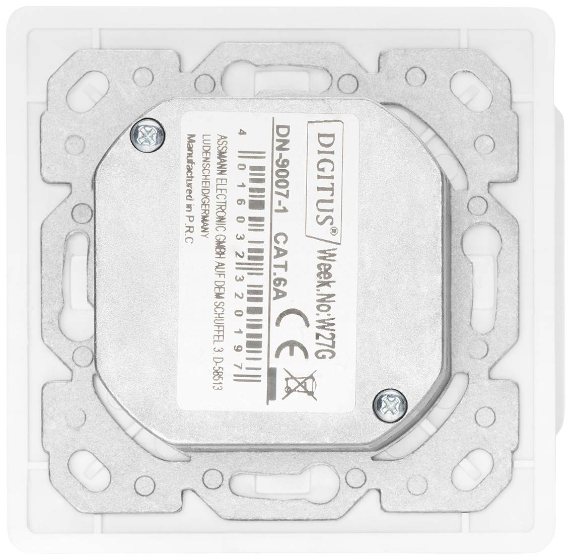 Digitus DN-9005/B5-N Netzwerkdose Unterputz Einsatz mit Zentralplatte und Rahmen CAT 6 2 Port Reinw