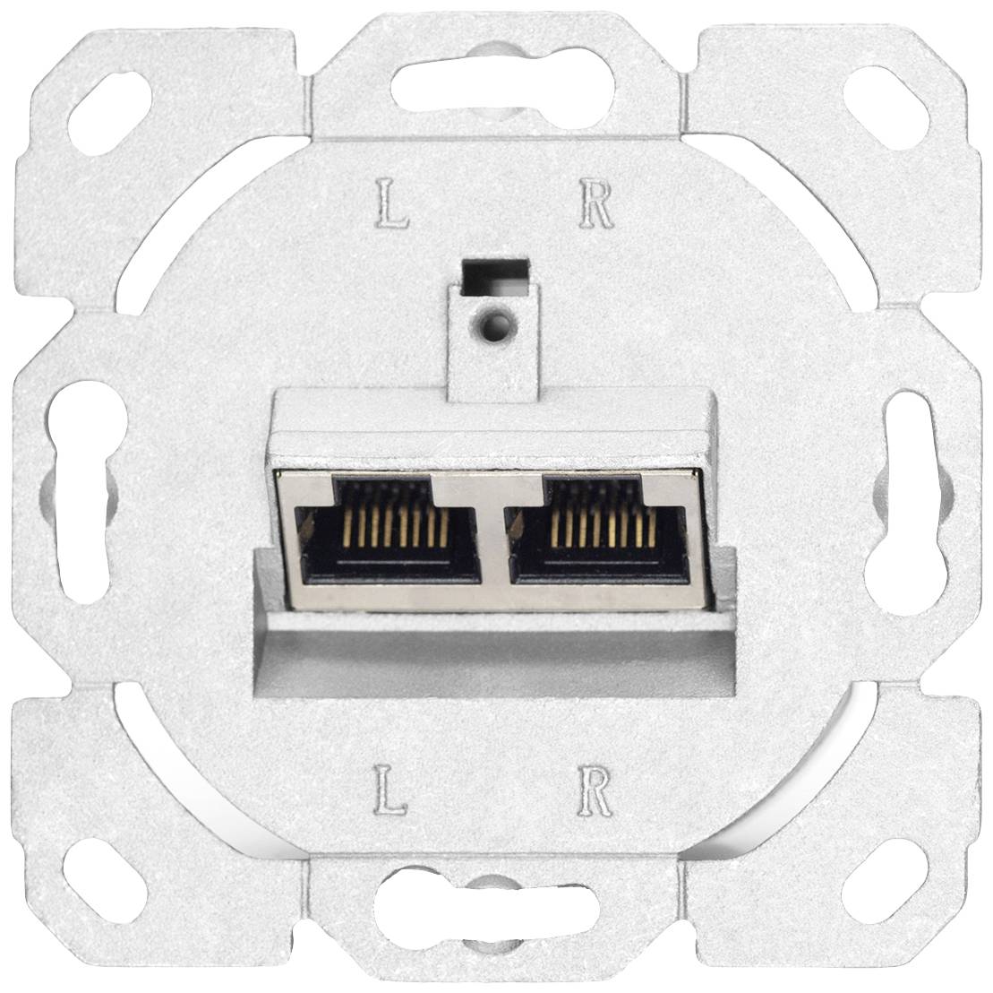 Digitus DN-9005/B5-N Netzwerkdose Unterputz Einsatz mit Zentralplatte und Rahmen CAT 6 2 Port Reinw