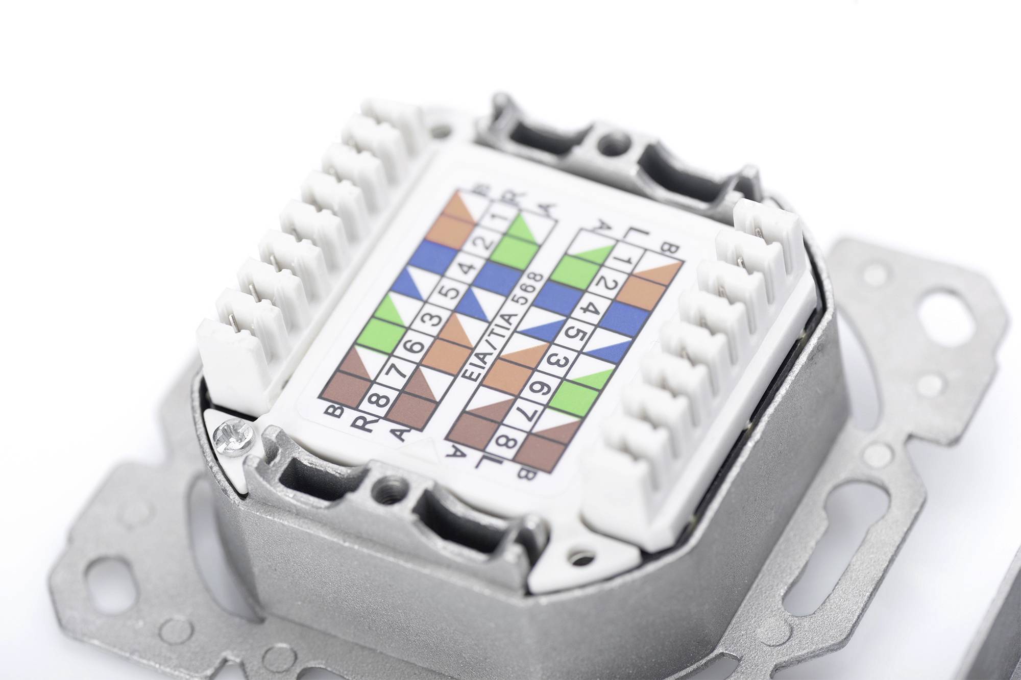 Digitus DN-9005/B5-N Netzwerkdose Unterputz Einsatz mit Zentralplatte und Rahmen CAT 6 2 Port Reinw