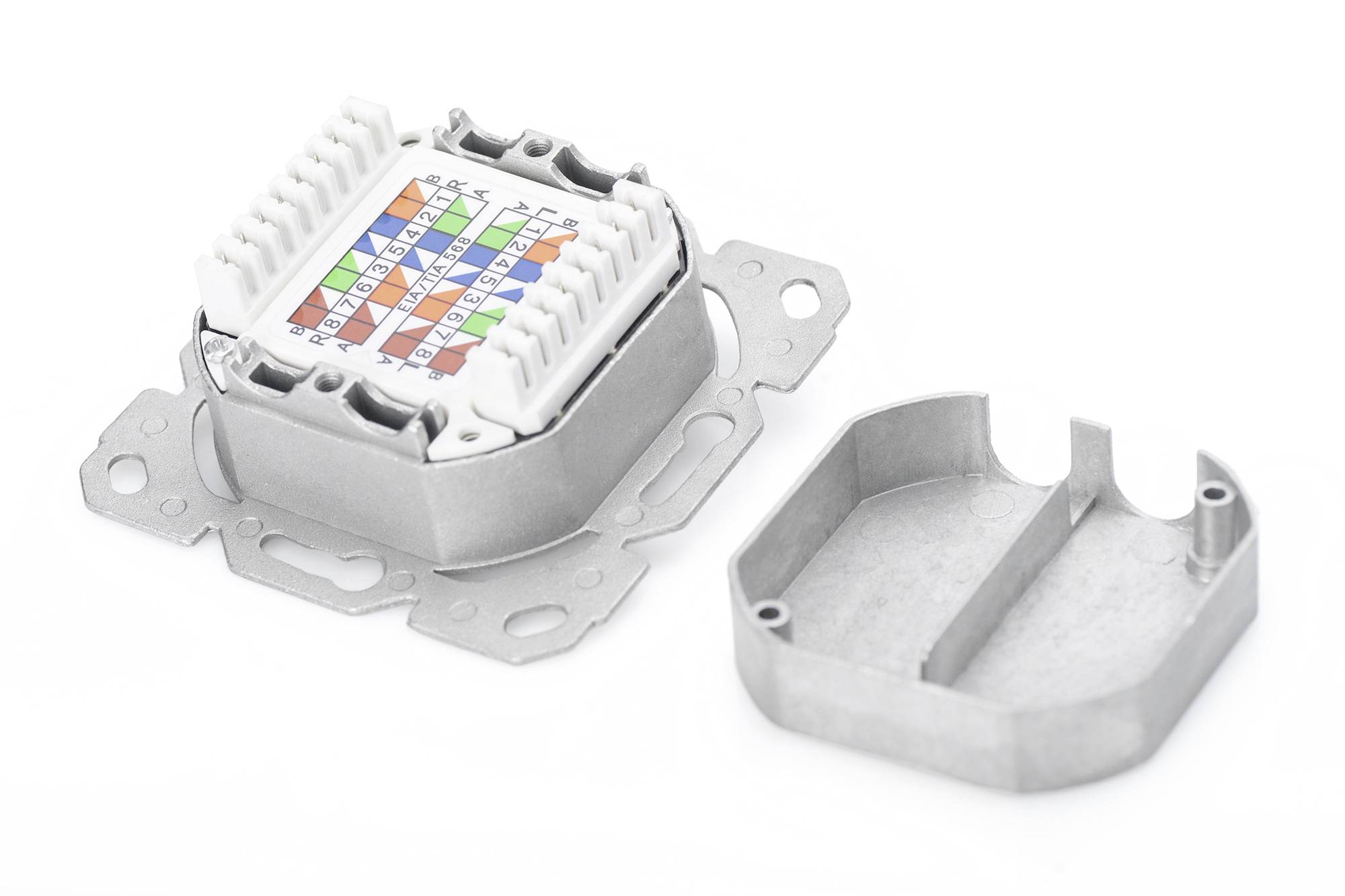Digitus DN-9005/B5-N Netzwerkdose Unterputz Einsatz mit Zentralplatte und Rahmen CAT 6 2 Port Reinw