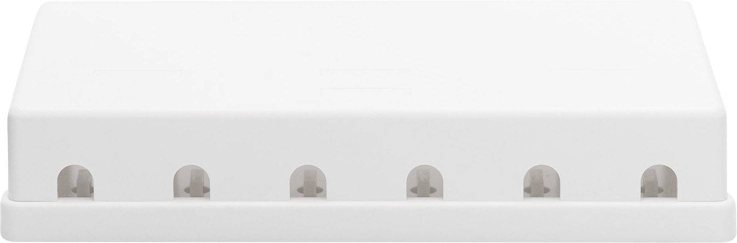 Ein weißer rechteckiger Plastikbehälter mit mehreren kleinen Öffnungen an der Unterseite.