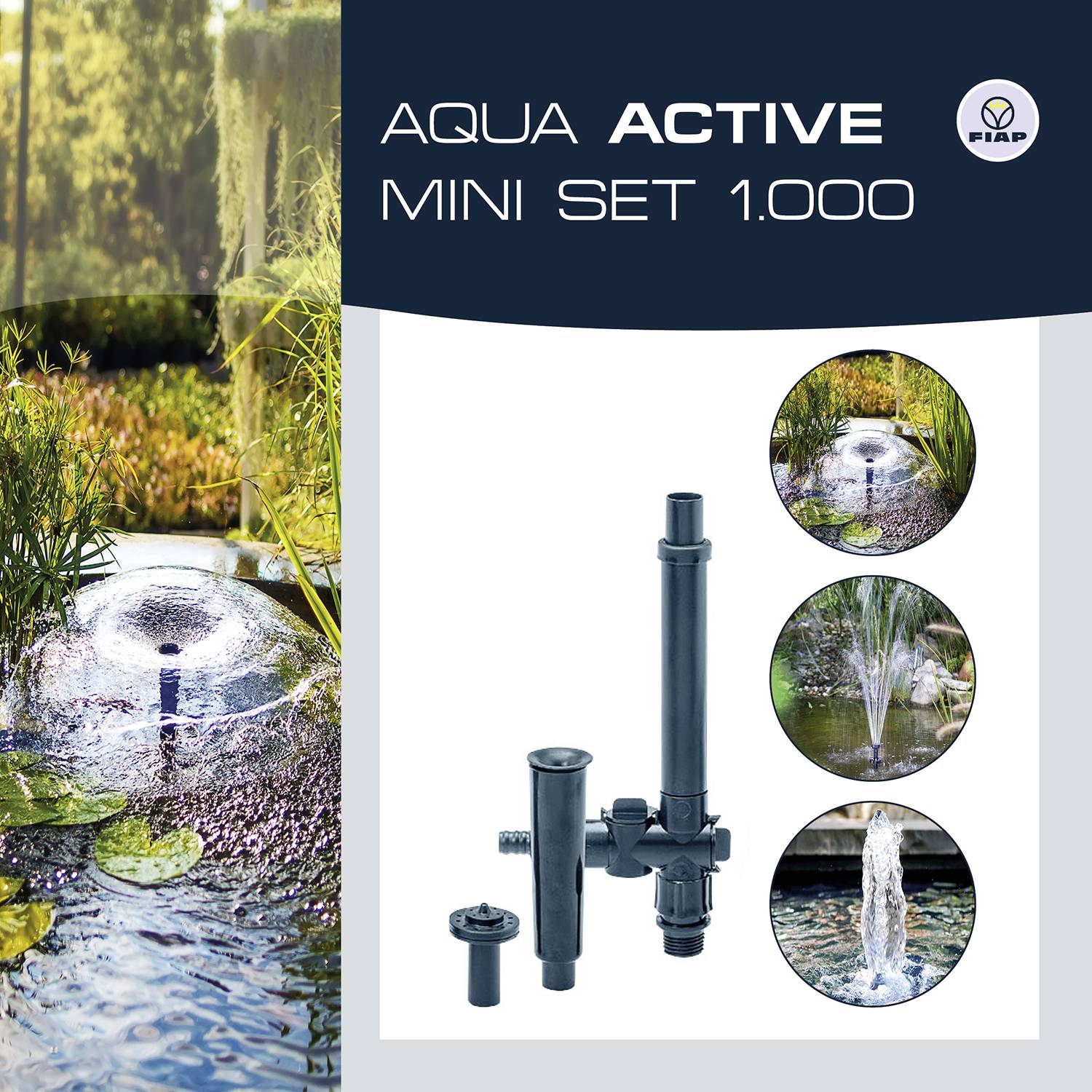 FIAP 2715 Aqua Active Mini Set 1000 Springbrunnenpumpe, Wasserspielpumpe 1000 l/h