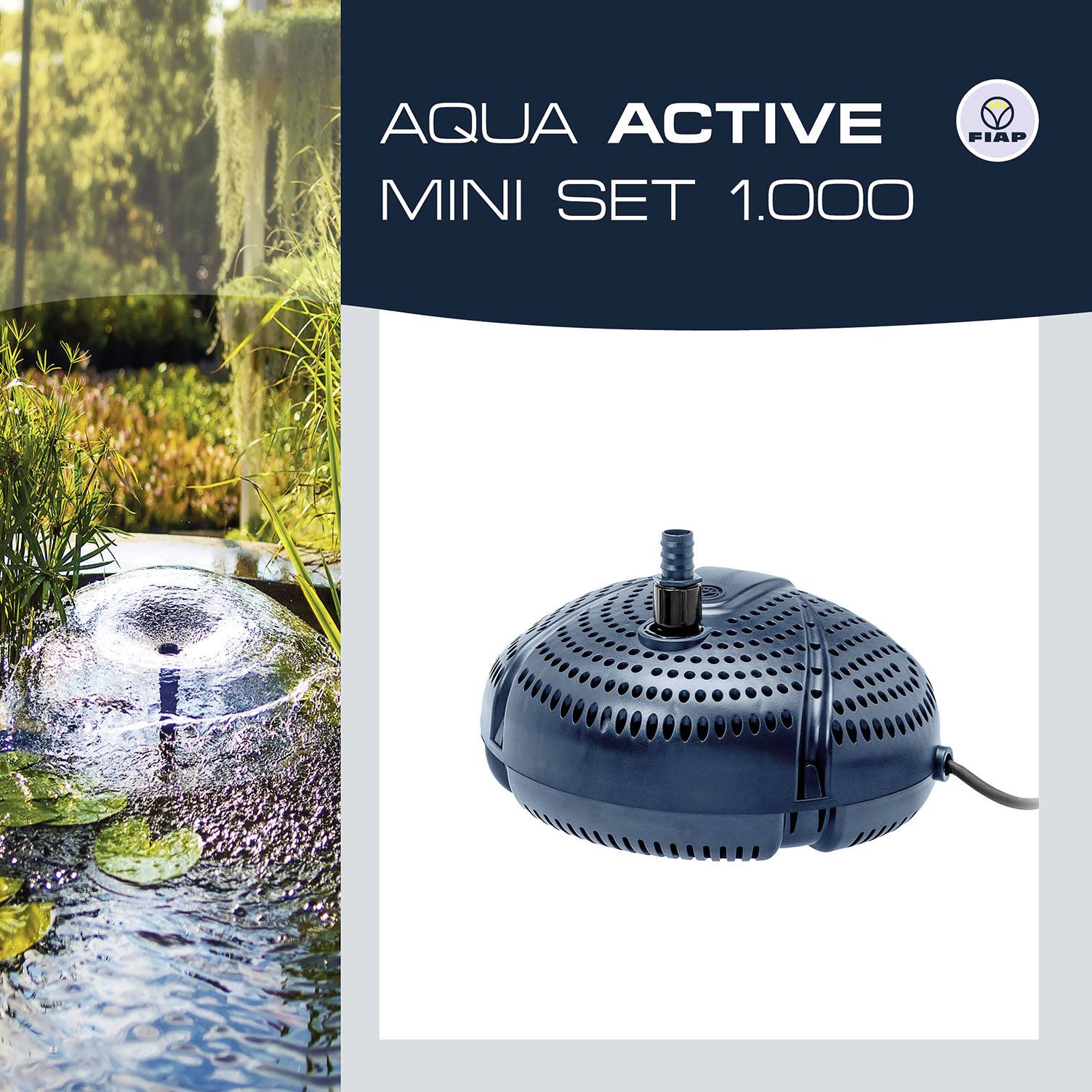 FIAP 2715 Aqua Active Mini Set 1000 Springbrunnenpumpe, Wasserspielpumpe 1000 l/h