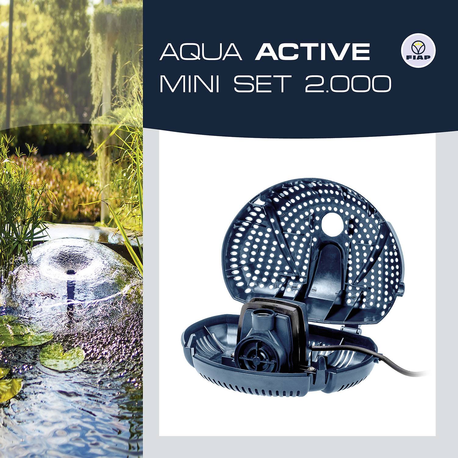 FIAP 2716 Aqua Active Mini Set 2000 Springbrunnenpumpe, Wasserspielpumpe 2000 l/h