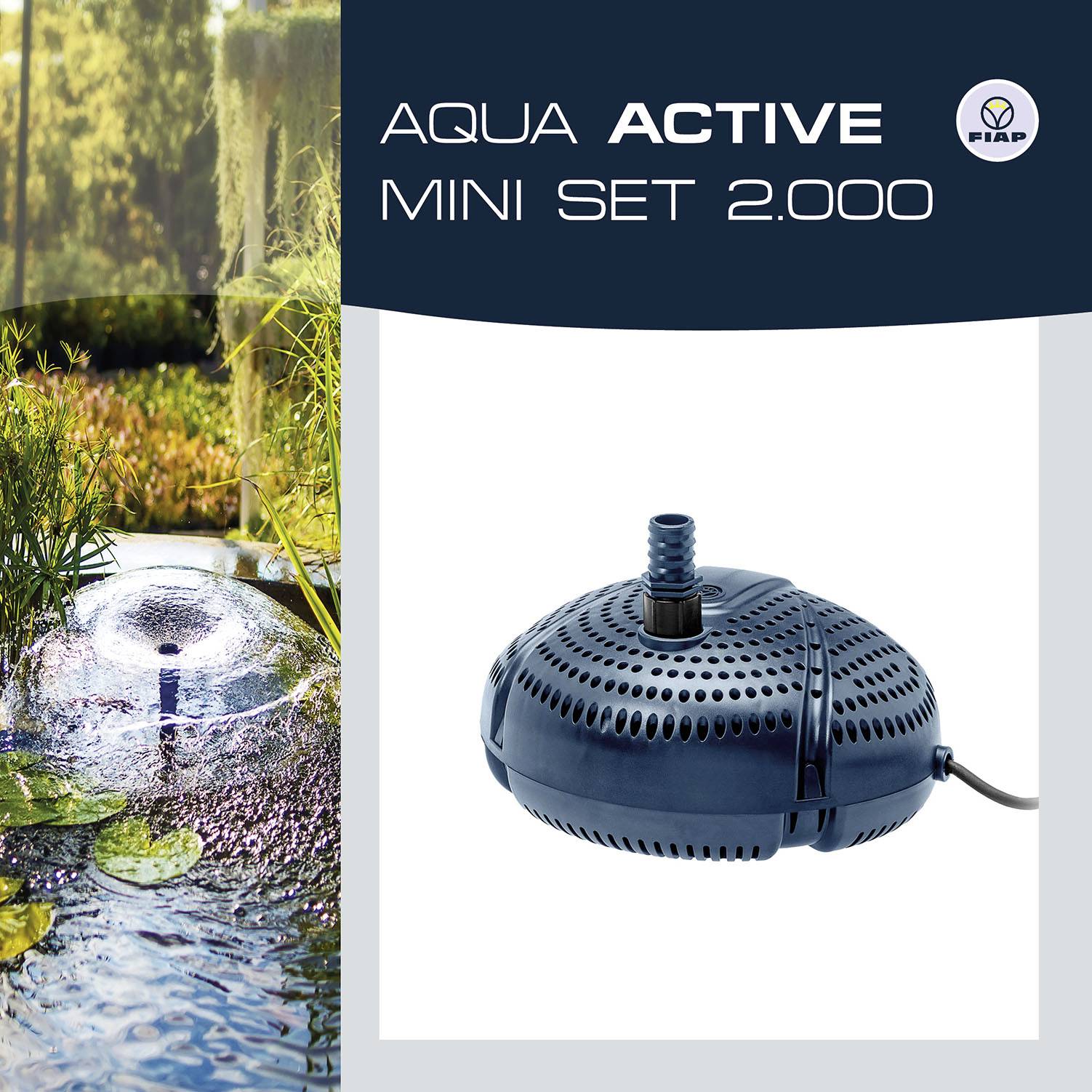 FIAP 2716 Aqua Active Mini Set 2000 Springbrunnenpumpe, Wasserspielpumpe 2000 l/h