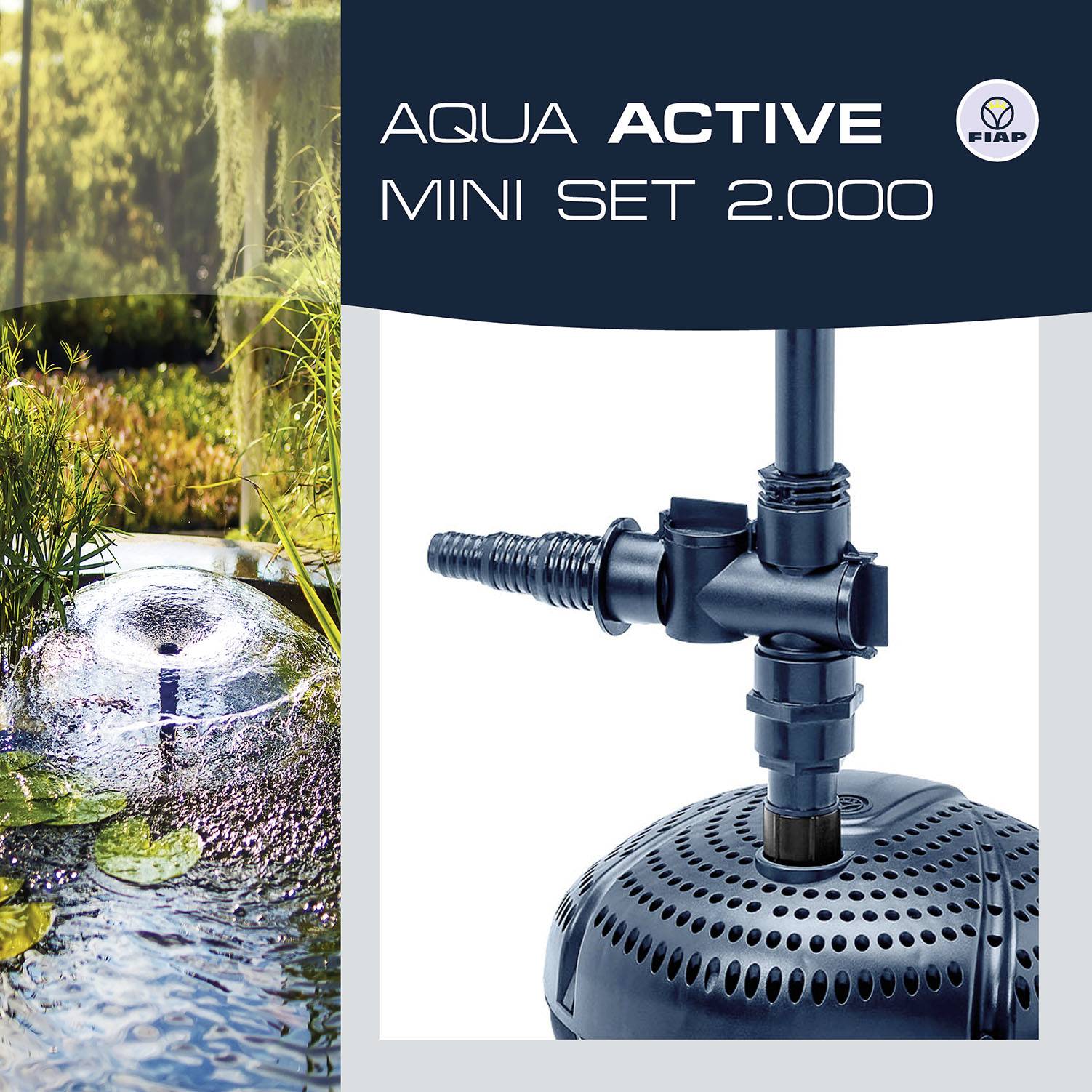 FIAP 2716 Aqua Active Mini Set 2000 Springbrunnenpumpe, Wasserspielpumpe 2000 l/h