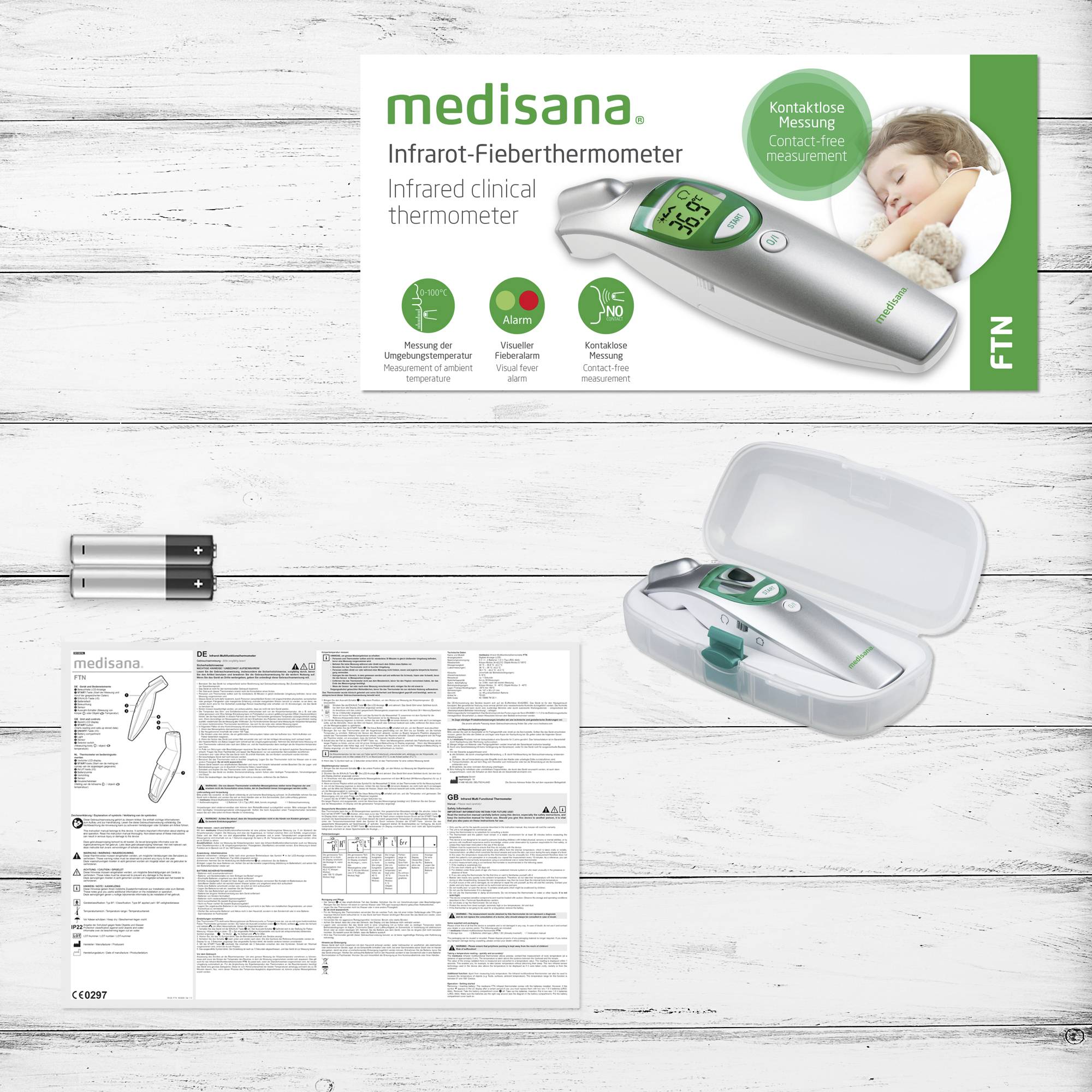 Medisana FTN IR Infrarot Fieberthermometer Berührungsloses messen, Mit Fieberalarm