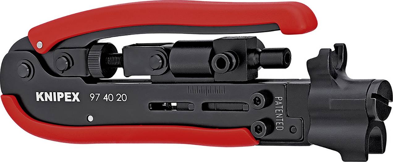 Knipex 97 40 20 SB Kompressionswerkzeug Geeignet für F-Stecker, BNC-Stecker, RCA-Stecker RG59, RG6, RG11