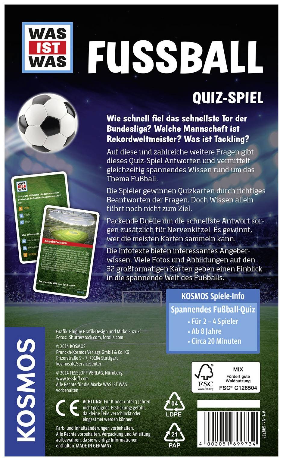 Kosmos 699734 WAS IST WAS Fußball-Quiz Gemeinschaftsspiele Quizspiel ab 8 Jahre