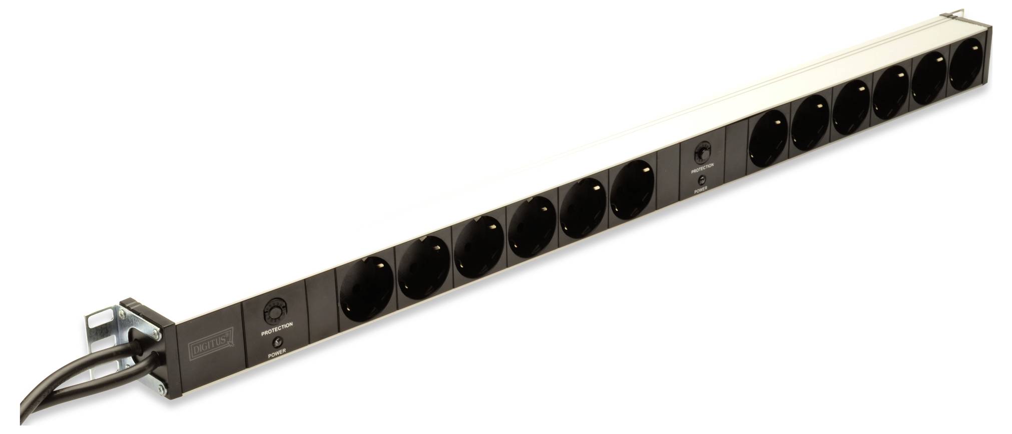 Digitus DN-95405 19 Zoll Netzwerkschrank-Steckdosenleiste 1 HE Schutzkontaktsteckdose Schwarz