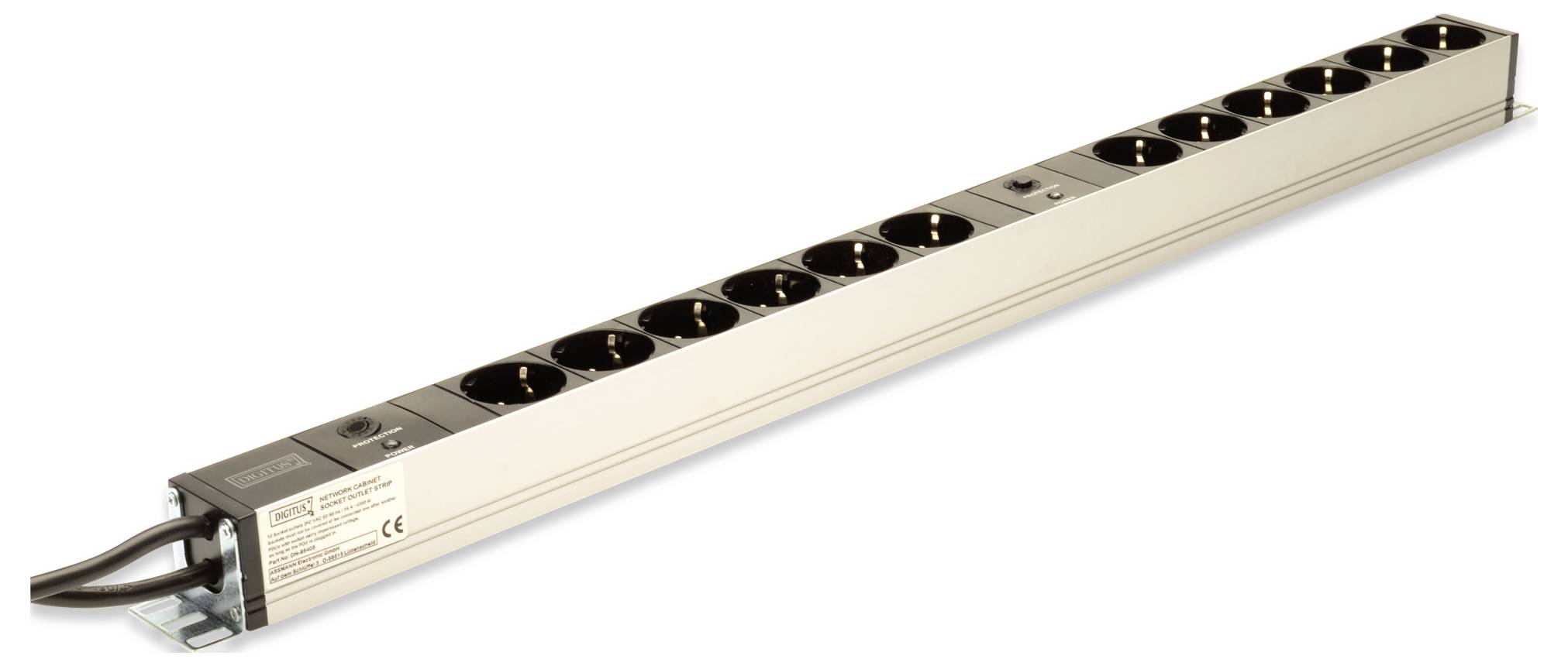 Digitus DN-95405 19 Zoll 1 HE Schutzkontaktsteckdose Schwarz