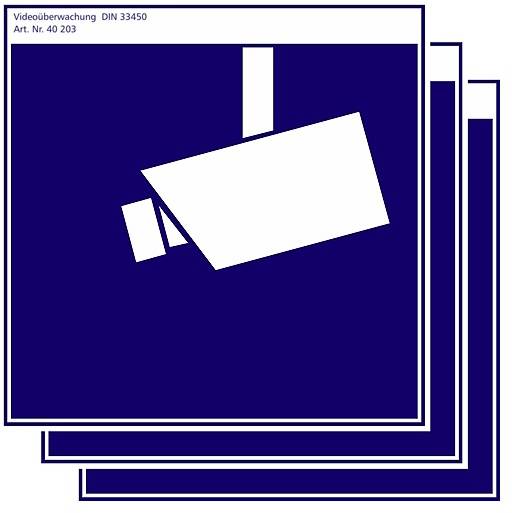 PENTATECH 40203 Warnaufkleber Videoüberwachung 3er Set (B x H) 100 mm x 100 mm