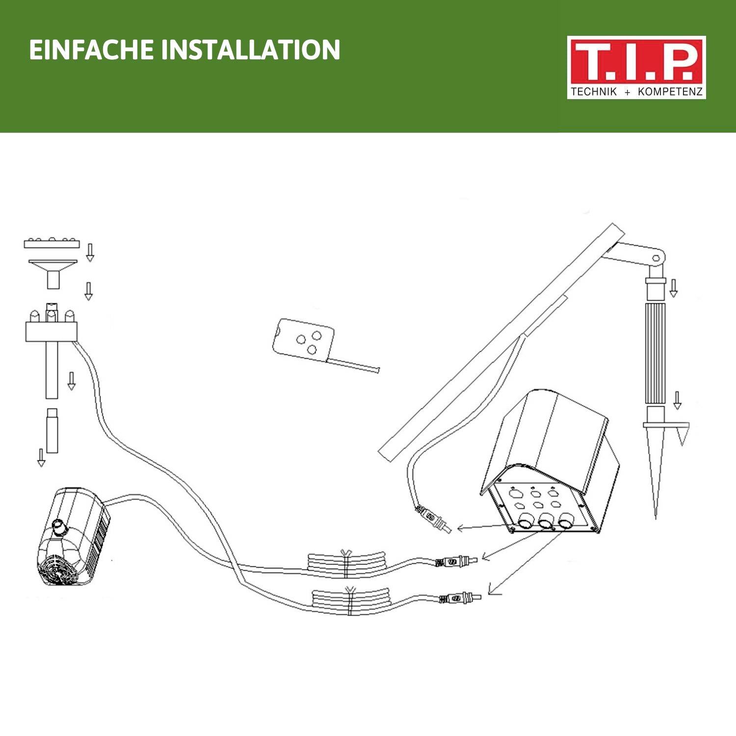 T.I.P. - Technische Industrie Produkte 30332 Set SPS 250/6 Solar-Pumpenset mit Akkuspeicher, mit Beleuchtung
