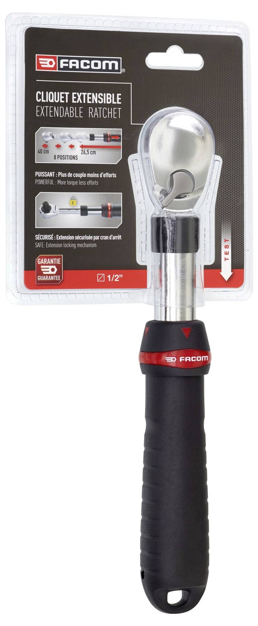 Facom SXL.161PB Teleskop-Umschaltknarre 1/2" (12.5 mm) 264mm