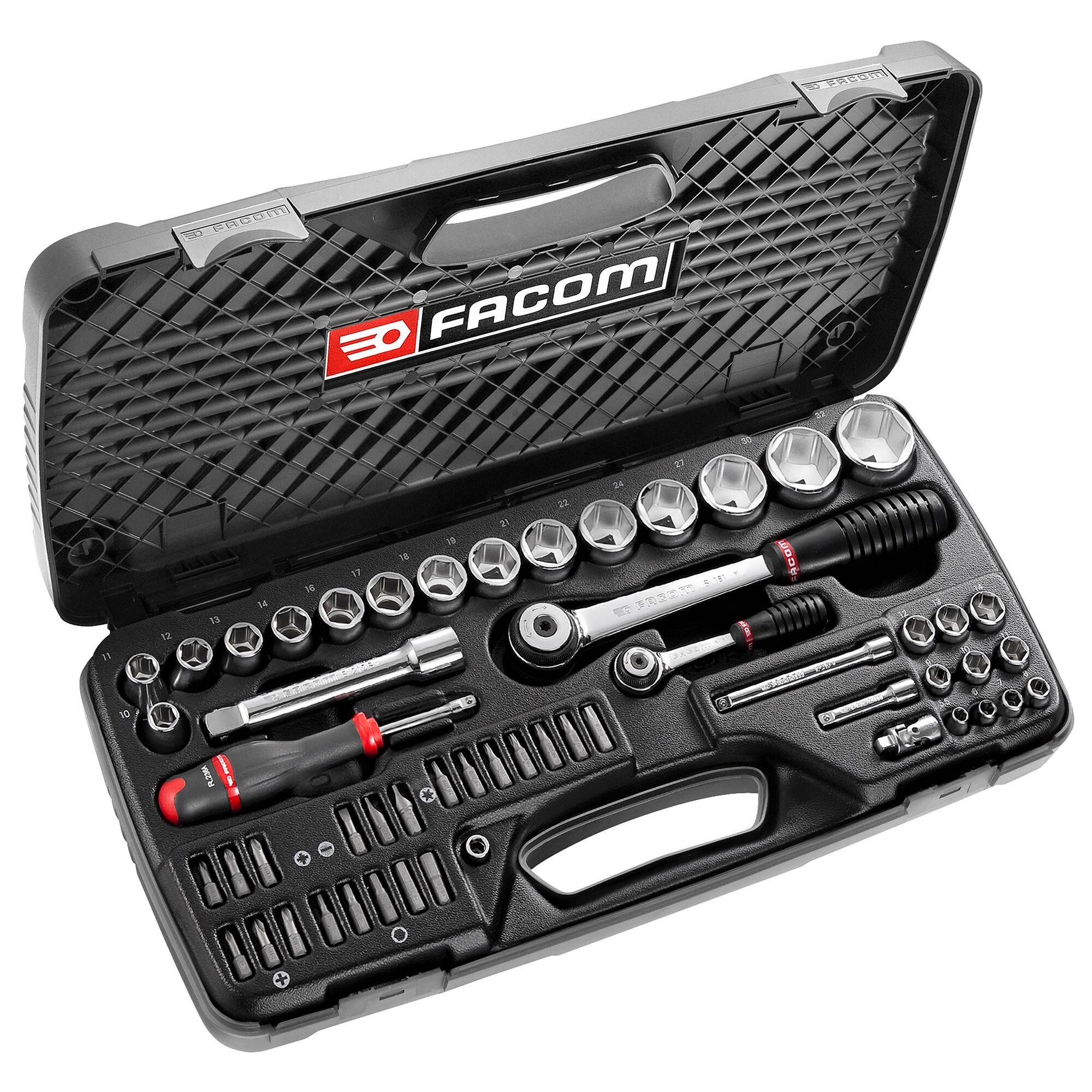 Facom RS.161-2 Steckschlüsselsatz Knarrenkasten 1/4" + 1/2" 55 tlg. - Nachfolger von RS.440E