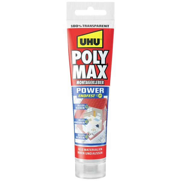 UHU Poly Max® Power Tansparent Klebe- und Dichtmasse Herstellerfarbe Transparent 47845 115g UHU Poly Max® Power Tansparent Klebe- und Dichtmasse Herstellerfarbe Transparent 47845 115g