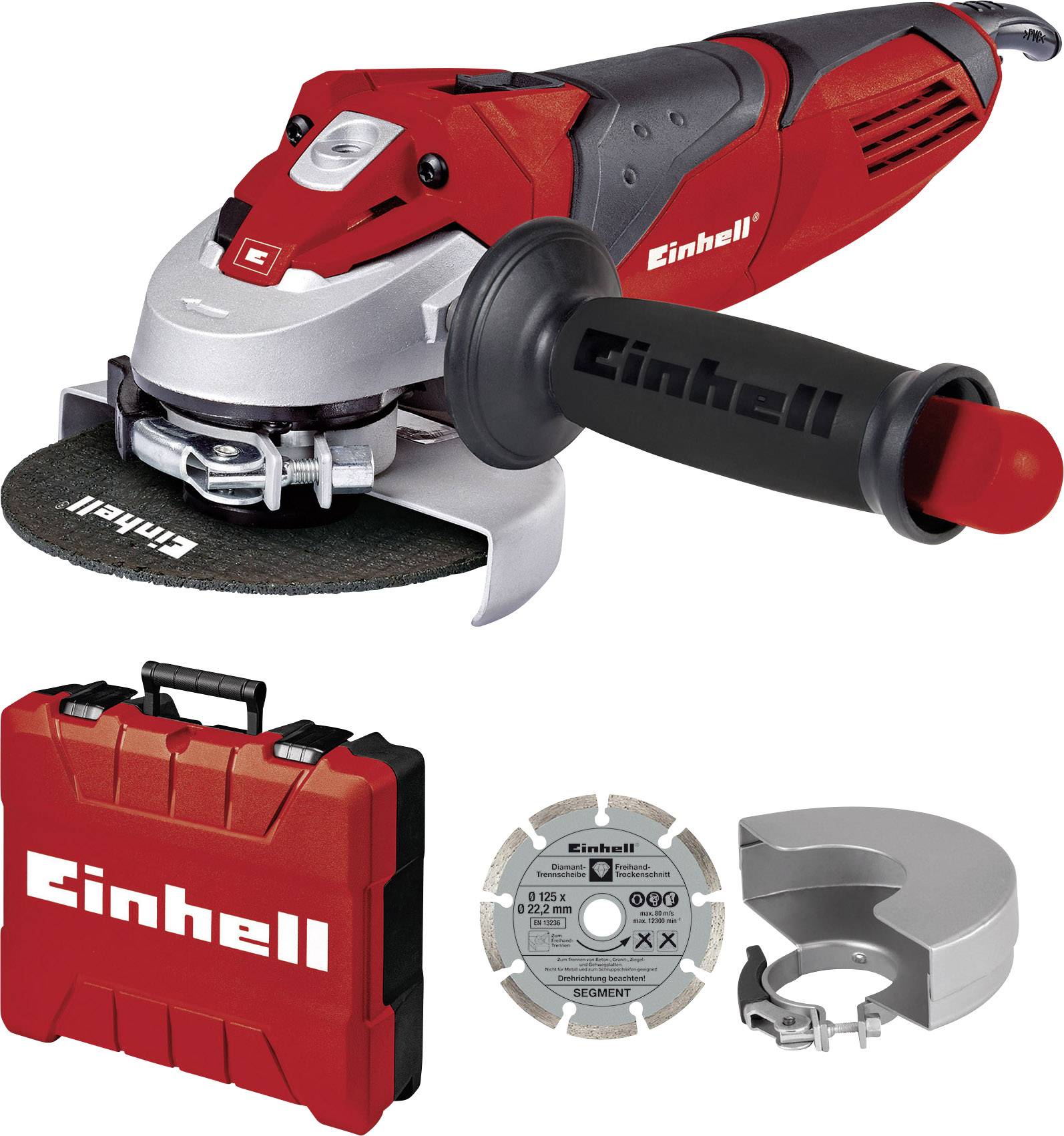 Einhell TE-AG 125/750 Kit 4430885 Winkelschleifer 125 mm inkl. Koffer, mit Zubehör 750 W