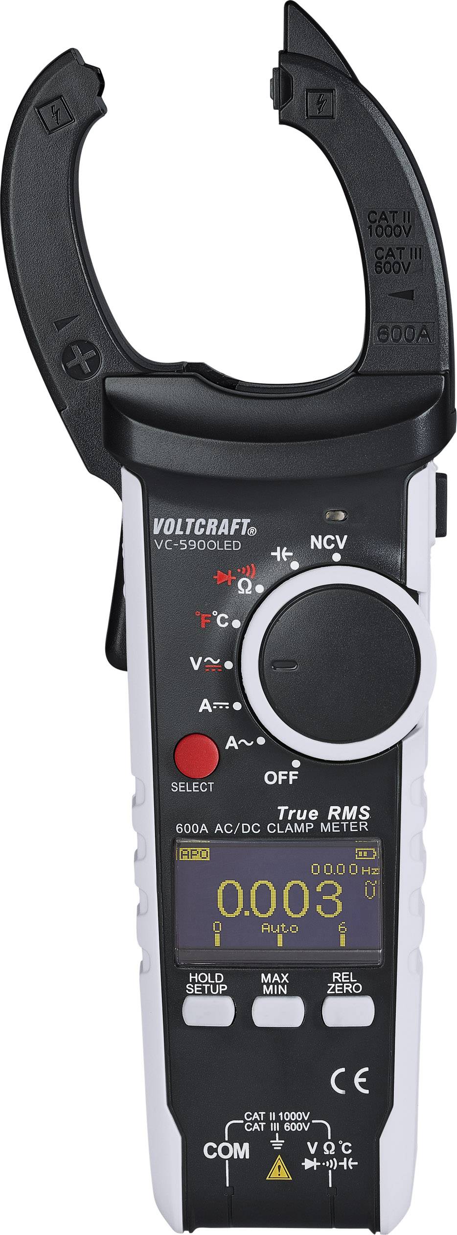 VOLTCRAFT VC-590OLED Stromzange digital OLED-Display CAT III 600 V, CAT II 1000V Anzeige (Counts): 6000