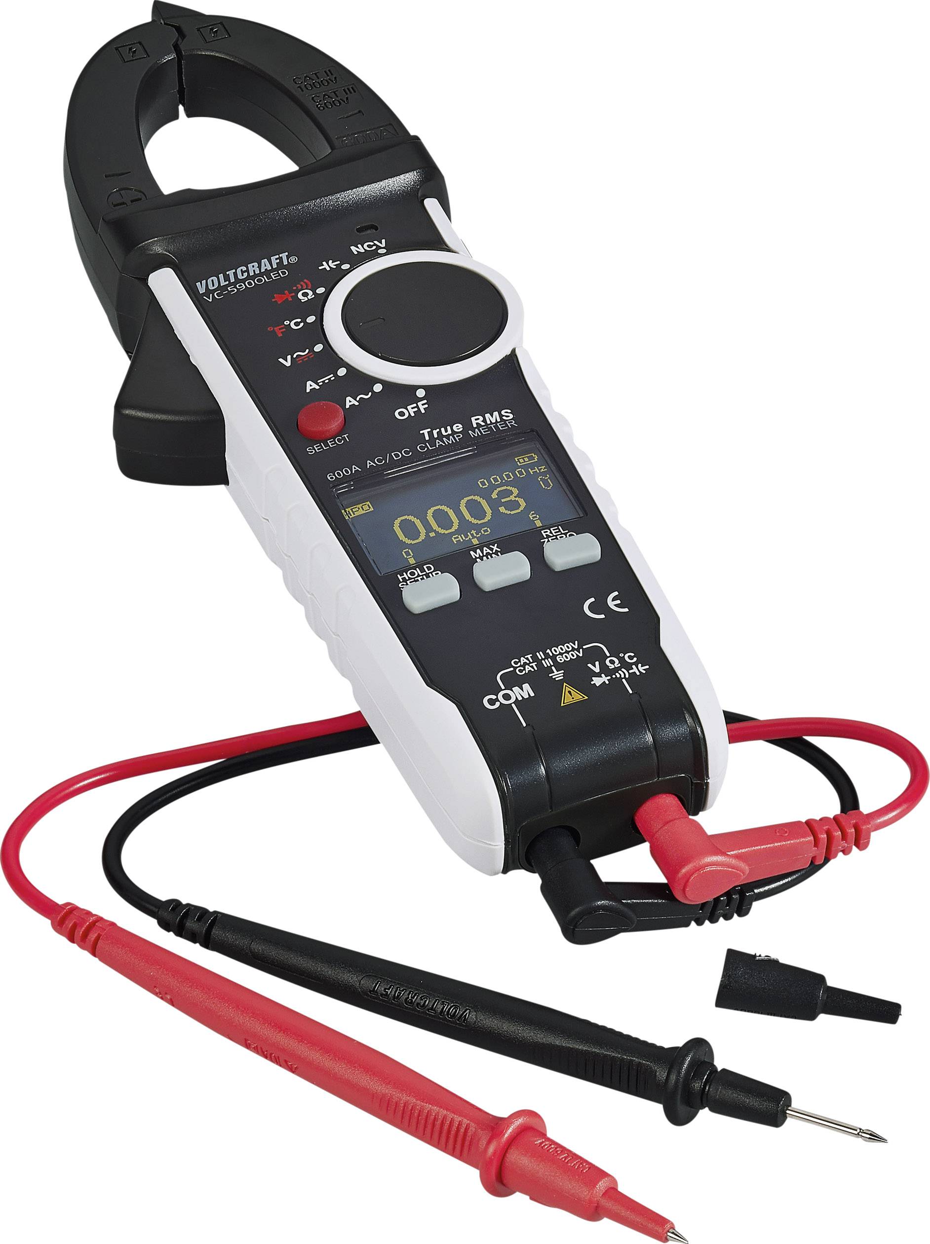 VOLTCRAFT VC-590OLED Stromzange digital OLED-Display CAT III 600 V, CAT II 1000V Anzeige (Counts): 6000