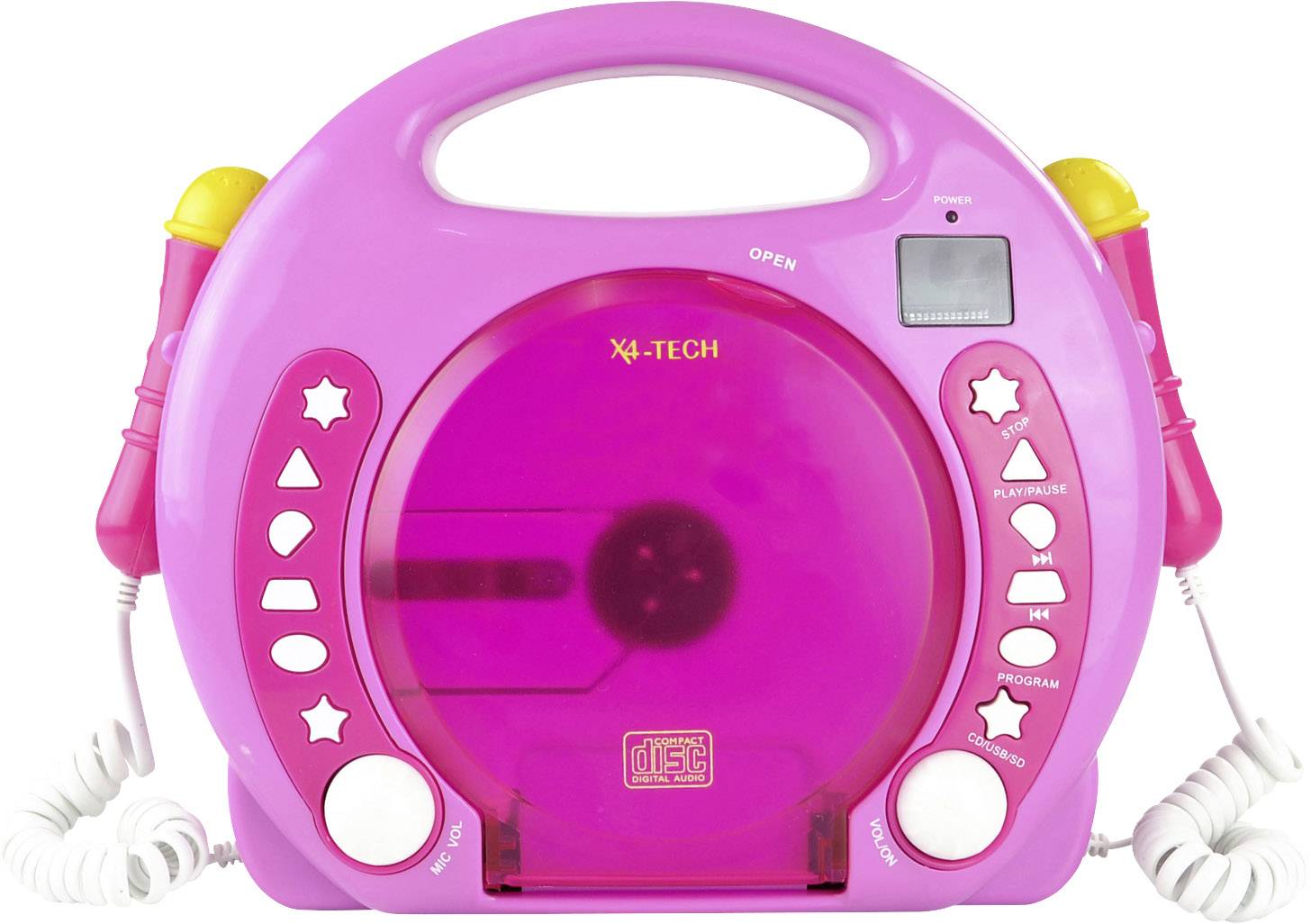 X4 Tech Bobby Joey Kinder CD-Player CD, SD, USB Inkl. Mikrofon Pink